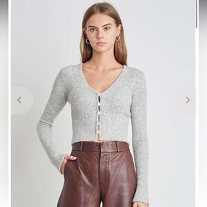 Eleven Six Jenni Alpaca Wool Cardigan Gray Mélange Cropped Sweater Size S